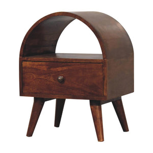 Dome Bedside Table | Chestnut Finish | Rounded Sculptural Design