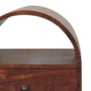 Dome Bedside Table | Chestnut Finish | Rounded Sculptural Design