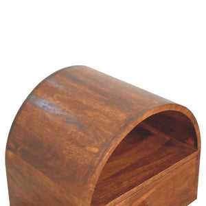Dome Bedside Table | Chestnut Finish | Rounded Sculptural Design