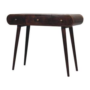 Dressing Table | Solid Mango Wood | California Walnut Finish | Foldable Mirror & 3 Drawer Vanity Desk