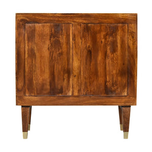 Eden Brass Pattern Cabinet | Solid Mango Wood | Chestnut Finish | 2 Doors