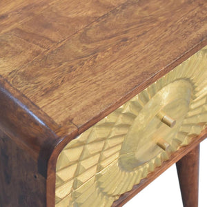 Eden Curved Bedside | Solid Mango Wood | Natural Wood Finish | Sculptural Curved Design