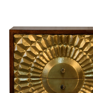Eden Mini Bedside Table | Solid Mango Wood | Chestnut Finish | Brass Drawer