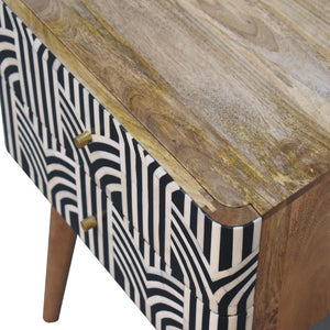 Edessa Bone Inlay Bedside | Artisan Bone Inlay | Natural Inlay Finish | Artisan Inlay Detail