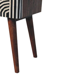 Edessa Bone Inlay Bedside Table | Solid Mango Wood | Honey Caramel Finish | Artisan Nightstand