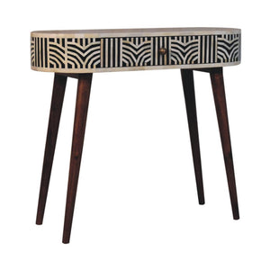 Edessa Bone Inlay Console | Solid Mango Wood | Honey Caramel Finish