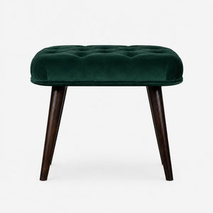 Emerald Velvet Deep Button Bench | Cotton Velvet | Solid Mango Wood Frame | Statement Seating