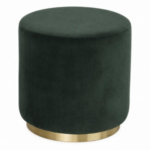 Emerald Velvet Footstool | Gold Metal Base | Compact Accent Seating