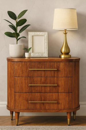 Emerson Ribbed 4 Drawer Chest | Wooden Bedroom Storage | Textured Chest of Drawers
