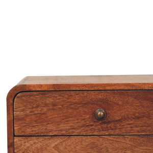 Floating Bedside | Solid Mango Wood | Honey Caramel Finish | 2 Drawers