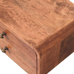 Floating Bedside | Solid Mango Wood | Honey Caramel Finish | 2 Drawers