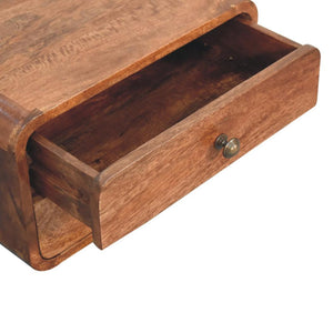 Floating Bedside | Solid Mango Wood | Honey Caramel Finish | 2 Drawers
