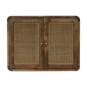 Floating Textured Cabinet | Grey Wash Finish | Space-Saving Wall Storage