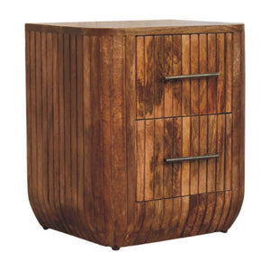 Fluted Bedside Table with Drawers | Textured Detail | Bedroom Storage