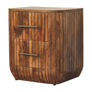 Fluted Bedside Table with Drawers | Textured Detail | Bedroom Storage