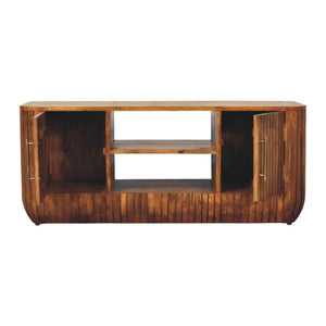 Fluted Media Console with Shelves | Textured Detail | Living Room Storage
