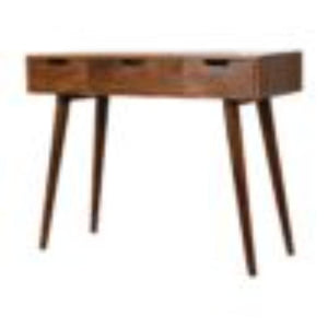 Foldable Mirror Dressing Table | Chestnut Finish | Space-Saving Vanity