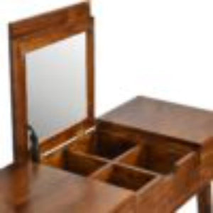 Foldable Mirror Dressing Table | Chestnut Finish | Space-Saving Vanity