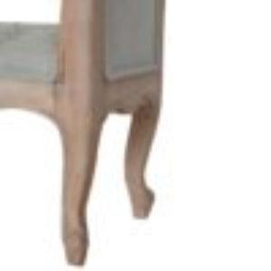 French Carved Bench | Mud Linen Upholstery | Solid Mango Wood Frame | Classic Seating