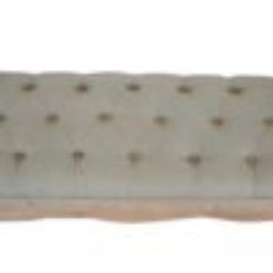 French Carved Bench | Mud Linen Upholstery | Solid Mango Wood Frame | Classic Seating