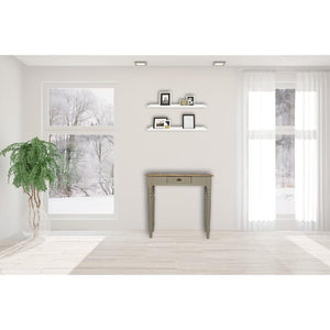 French Grey Mango Wood Writing Desk | 1 Drawer | Carved Legs