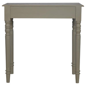 French Grey Mango Wood Writing Desk | 1 Drawer | Carved Legs