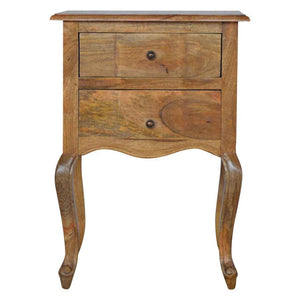 French Style Bedside Table | 2 Drawer Storage | Classic Bedroom Nightstand