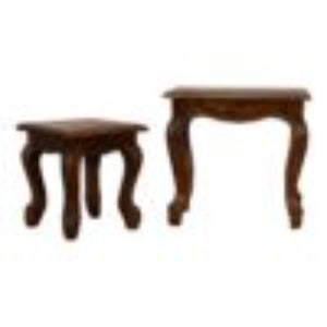 French-Style Chestnut Stool Set | Chestnut Finish | Coordinated Accent Seating