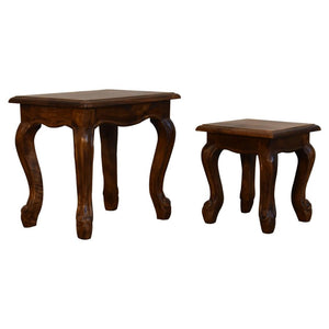French-Style Chestnut Stool Set | Chestnut Finish | Coordinated Accent Seating