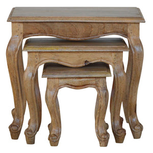 French Style Nesting Stools | Space-Saving Stool Set | Classic Accent Seating