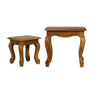 French-Style Stool Set | Oak-Inspired Finish | Coordinated Accent Seating