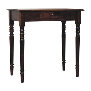 French Writing Desk | Solid Mango Wood | California Walnut Finish | 1 Drawer Home Office Desk