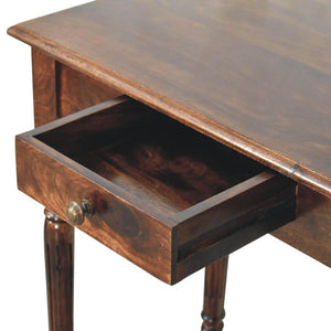 French Writing Desk | Solid Mango Wood | California Walnut Finish | 1 Drawer Home Office Desk