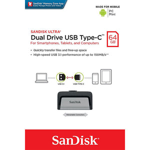 SANDISK ULTRA 64GB Dual USB Drive | Type-C 3.1 | SDDDC2-064G