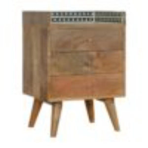 Gallery Back Bedside Table | Bone Inlay | Solid Mango Wood | Artisan Bedroom Storage