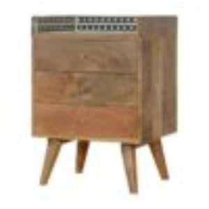 Gallery Back Bedside Table | Bone Inlay | Solid Mango Wood | Artisan Bedroom Storage
