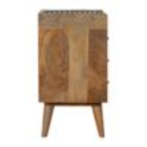 Gallery Back Bedside Table | Bone Inlay | Solid Mango Wood | Artisan Bedroom Storage