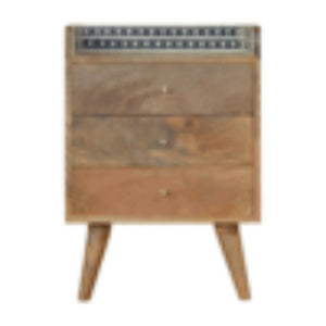Gallery Back Bedside Table | Bone Inlay | Solid Mango Wood | Artisan Bedroom Storage