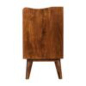 Gallery-Back Bedside Table | Chestnut Finish | Raised Edge Storage