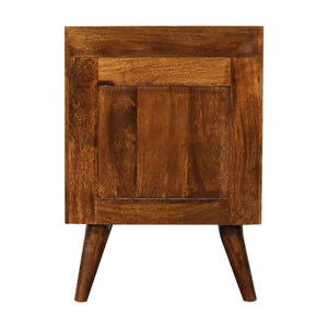 Gallery-Back Bedside Table | Chestnut Finish | Raised Edge Storage