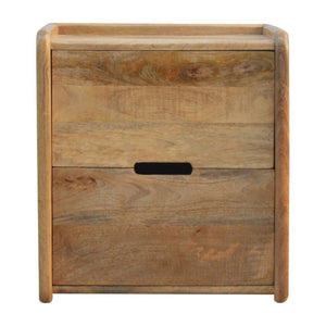 Gallery Back Mango Wood Bedside Table | 2 Drawers