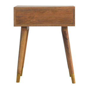 Geometric Brass Bedside Table | 1 Drawer | Solid Mango Wood