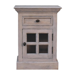 Glazed Stone Bedside Table | Textured Finish | Compact Bedroom Nightstand