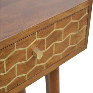 Gold Geometric Console Table | 2 Drawers | Solid Mango Wood