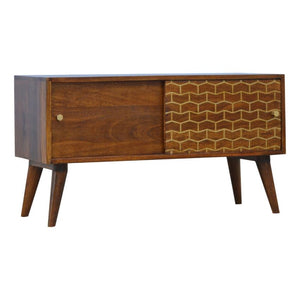 Gold Pattern Sideboard | 2 Sliding Doors | Solid Mango Wood