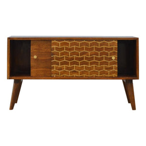 Gold Pattern Sideboard | 2 Sliding Doors | Solid Mango Wood
