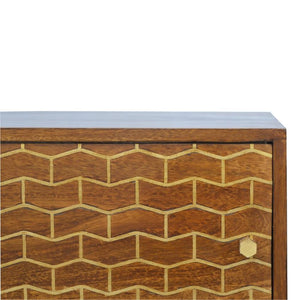 Gold Pattern Sideboard | 2 Sliding Doors | Solid Mango Wood