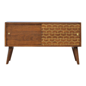 Gold Pattern Sideboard | 2 Sliding Doors | Solid Mango Wood