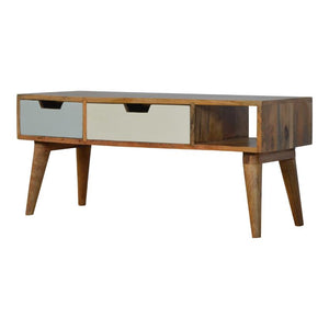 Gradient Drawer Mango Wood Media Unit | 2 Drawers | Open Shelf