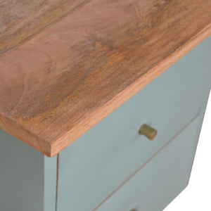 Green Hand-Painted Bedside Table | Solid Mango Wood | Artisan Pattern | Bedroom Storage